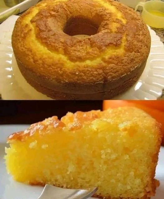 Bolo de Fubá com Suco de Laranja