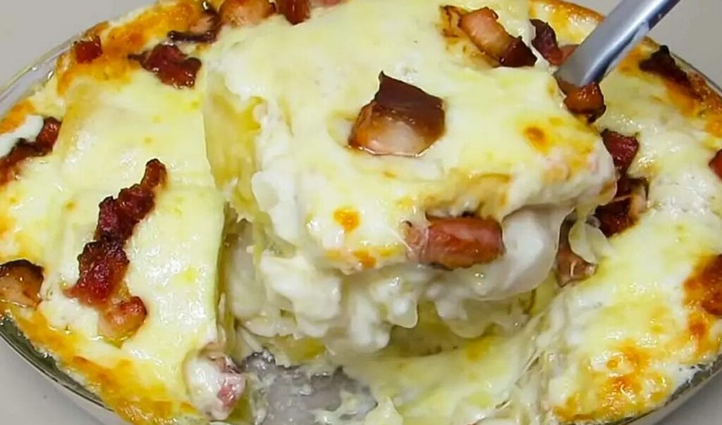 Mandioca Gratinada com Bacon