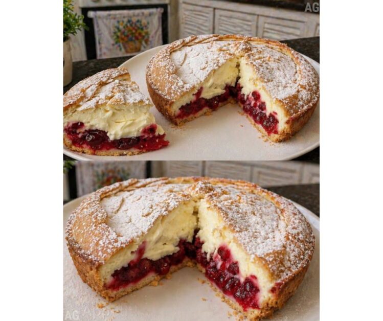 Bolo de Iogurte com Creme e Cerejas